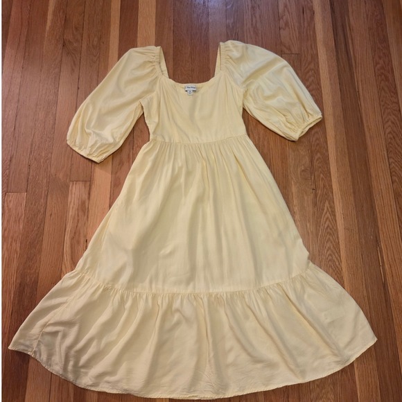 The Drop Lexi Puff-Sleeve Butter Yellow Sweetheart Neck Smock Back Dress Sz XXS - Picture 4 of 9